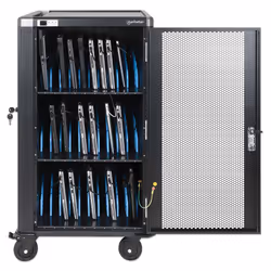 Manhattan Laptop Charging Cart/Trolley via AC Adapter (UK) 30-bay, Install device's AC Adapter (power cables) into unit, Suitable for ALL laptops (to 15.6"), iPads, MacBooks, Chromebooks, other portable devices, Bays 380x30x280mm, Cabinet, Lockable - Additional view 3