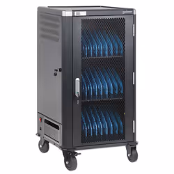 Manhattan Laptop Charging Cart/Trolley via AC Adapter (UK) 30-bay, Install device's AC Adapter (power cables) into unit, Suitable for ALL laptops (to 15.6"), iPads, MacBooks, Chromebooks, other portable devices, Bays 380x30x280mm, Cabinet, Lockable - Additional view 4