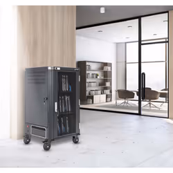 Manhattan Laptop Charging Cart/Trolley via AC Adapter (UK) 30-bay, Install device's AC Adapter (power cables) into unit, Suitable for ALL laptops (to 15.6"), iPads, MacBooks, Chromebooks, other portable devices, Bays 380x30x280mm, Cabinet, Lockable - Additional view 5