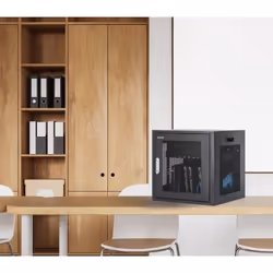 Manhattan Laptop Charging Cabinet Desktop via AC Adapter (UK) 10-bay, Install device's AC Adapter (power cables) into unit, Suitable for ALL laptops (to 15.6"), iPads, MacBooks, Chromebooks, other portable devices, Bays 380x30x280mm, Cart, Lockable - Additional view 2