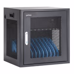 Manhattan Laptop Charging Cabinet Desktop via AC Adapter (UK) 10-bay, Install device's AC Adapter (power cables) into unit, Suitable for ALL laptops (to 15.6"), iPads, MacBooks, Chromebooks, other portable devices, Bays 380x30x280mm, Cart, Lockable - Additional view 3