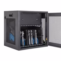 Manhattan Laptop Charging Cabinet Desktop via AC Adapter (UK) 10-bay, Install device's AC Adapter (power cables) into unit, Suitable for ALL laptops (to 15.6"), iPads, MacBooks, Chromebooks, other portable devices, Bays 380x30x280mm, Cart, Lockable - Additional view 5