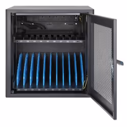 Manhattan Laptop Charging Cabinet Desktop via AC Adapter (UK) 10-bay, Install device's AC Adapter (power cables) into unit, Suitable for ALL laptops (to 15.6"), iPads, MacBooks, Chromebooks, other portable devices, Bays 380x30x280mm, Cart, Lockable - Additional view 6