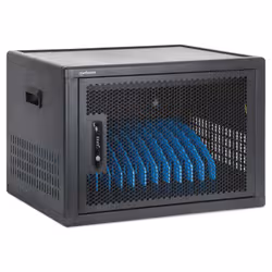Manhattan Laptop Charging Cabinet Desktop (or trolley) via USB-C 65W 15.6" 12-bay, Suitable for USB-C laptops (to 15.6"), iPads, MacBooks, Chromebooks, other USB-C devices, Bays 395x32.5x290mm, USB-C charging cables included,Cart, UK & EU - Additional view 3