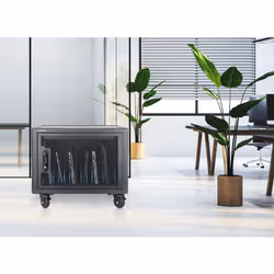 Manhattan Laptop Charging Cabinet Desktop (or trolley) via USB-C 65W 15.6" 12-bay, Suitable for USB-C laptops (to 15.6"), iPads, MacBooks, Chromebooks, other USB-C devices, Bays 395x32.5x290mm, USB-C charging cables included,Cart, UK & EU - Additional view 6