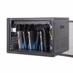 Manhattan Laptop Charging Cabinet Desktop (or trolley) via USB-C 65W 15.6" 12-bay, Suitable for USB-C laptops (to 15.6"), iPads, MacBooks, Chromebooks, other USB-C devices, Bays 395x32.5x290mm, USB-C charging cables included,Cart, UK & EU - Additional view 7
