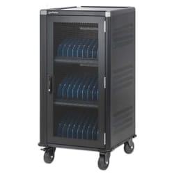 Manhattan Laptop Charging Cabinet Trolley/Cart via USB-C 65W 15.6" 30-bay, Suitable for USB-C laptops (to 15.6"), iPads, MacBooks, Chromebooks, other USB-C devices, Bays 395x32.5x290mm, USB-C charging cables included,Cabinet, UK & EU
