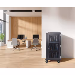 Manhattan Laptop Charging Cabinet Trolley/Cart via USB-C 65W 15.6" 30-bay, Suitable for USB-C laptops (to 15.6"), iPads, MacBooks, Chromebooks, other USB-C devices, Bays 395x32.5x290mm, USB-C charging cables included,Cabinet, UK & EU - Additional view 2