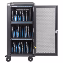 Manhattan Laptop Charging Cabinet Trolley/Cart via USB-C 65W 15.6" 30-bay, Suitable for USB-C laptops (to 15.6"), iPads, MacBooks, Chromebooks, other USB-C devices, Bays 395x32.5x290mm, USB-C charging cables included,Cabinet, UK & EU - Additional view 3
