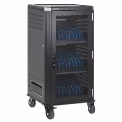 Manhattan Laptop Charging Cabinet Trolley/Cart via USB-C 65W 15.6" 30-bay, Suitable for USB-C laptops (to 15.6"), iPads, MacBooks, Chromebooks, other USB-C devices, Bays 395x32.5x290mm, USB-C charging cables included,Cabinet, UK & EU - Additional view 4