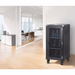 Manhattan Laptop Charging Cabinet Trolley/Cart via USB-C 65W 15.6" 30-bay, Suitable for USB-C laptops (to 15.6"), iPads, MacBooks, Chromebooks, other USB-C devices, Bays 395x32.5x290mm, USB-C charging cables included,Cabinet, UK & EU - Additional view 5