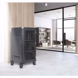 Manhattan Laptop Charging Cabinet Trolley/Cart via USB-C 65W 15.6" 30-bay, Suitable for USB-C laptops (to 15.6"), iPads, MacBooks, Chromebooks, other USB-C devices, Bays 395x32.5x290mm, USB-C charging cables included,Cabinet, UK & EU - Additional view 7