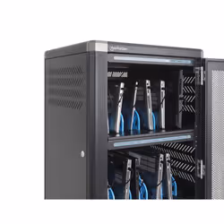 Manhattan Laptop Charging Cabinet Trolley/Cart via USB-C 65W 15.6" 30-bay, Suitable for USB-C laptops (to 15.6"), iPads, MacBooks, Chromebooks, other USB-C devices, Bays 395x32.5x290mm, USB-C charging cables included,Cabinet, UK & EU - Additional view 8