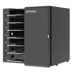 Manhattan Laptop Charging Cabinet Desktop via USB-C 15.6" 7-bay via USB-C 65W, Suitable for USB-C laptops (to 15.6"), iPads, MacBooks, Chromebooks, other USB-C devices, Bays 402x290x50mm, USB-C charging cables included,Cart, UK & EU