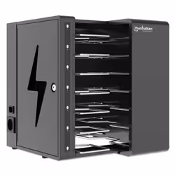 Manhattan Laptop Charging Cabinet Desktop via USB-C 15.6" 7-bay via USB-C 65W, Suitable for USB-C laptops (to 15.6"), iPads, MacBooks, Chromebooks, other USB-C devices, Bays 402x290x50mm, USB-C charging cables included,Cart, UK & EU - Additional view 2