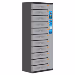 Manhattan Kiosk Individual compartment Laptop Cabinet USB-C 15.6" 11-bay via USB-C 65W, Suitable for USB-C laptops (to 17.3"), iPads, MacBooks, Chromebooks, other USB-C devices, Bays 448x328x120mm, USB-C charging cables included,Cabinet, UK & EU - Additional view 3