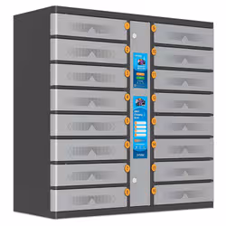 Manhattan Kiosk Individual compartment Laptop Cabinet USB-C 15.6" 16-bay via USB-C 65W, Suitable for USB-C laptops (to 17.3"), iPads, MacBooks, Chromebooks, other USB-C devices, Bays 428x328x120mm, USB-C charging cables included,Cabinet, UK & EU - Additional view 3