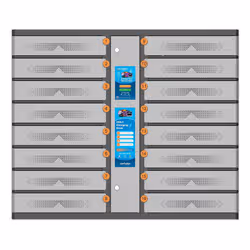 Manhattan Kiosk Individual compartment Laptop Cabinet USB-C 15.6" 16-bay via USB-C 65W, Suitable for USB-C laptops (to 17.3"), iPads, MacBooks, Chromebooks, other USB-C devices, Bays 428x328x120mm, USB-C charging cables included,Cabinet, UK & EU - Additional view 5