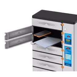 Manhattan Kiosk Individual compartment Laptop Cabinet USB-C 15.6" 16-bay via USB-C 65W, Suitable for USB-C laptops (to 17.3"), iPads, MacBooks, Chromebooks, other USB-C devices, Bays 428x328x120mm, USB-C charging cables included,Cabinet, UK & EU - Additional view 6