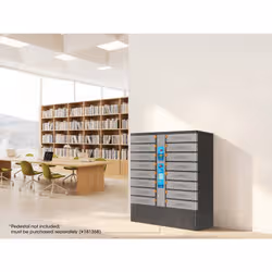 Manhattan Kiosk Individual compartment Laptop Cabinet USB-C 15.6" 16-bay via USB-C 65W, Suitable for USB-C laptops (to 17.3"), iPads, MacBooks, Chromebooks, other USB-C devices, Bays 428x328x120mm, USB-C charging cables included,Cabinet, UK & EU - Additional view 7