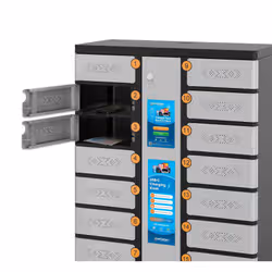 Manhattan Kiosk Individual compartment Laptop Cabinet USB-C 15.6" 16-bay via USB-C 30W, Suitable for Tablets/phones, iPads, MacBooks, Chromebooks, other USB-C devices, Bays 328x220x100mm, USB-C charging cables included,Cabinet, UK & EU - Additional view 6