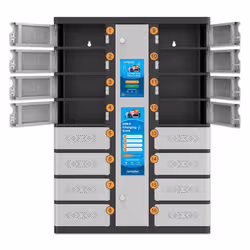 Manhattan Kiosk Individual compartment Laptop Cabinet USB-C 15.6" 16-bay via USB-C 30W, Suitable for Tablets/phones, iPads, MacBooks, Chromebooks, other USB-C devices, Bays 328x220x100mm, USB-C charging cables included,Cabinet, UK & EU - Additional view 8