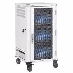 Manhattan Laptop Charging Cart/Trolley via AC Adapter (UK) 30-bay, Install device's AC Adapter (power cables) into unit, Suitable for ALL laptops (to 15.6"), iPads, MacBooks, Chromebooks, other portable devices, Bays 380x30x280mm, White, Cabinet, Lockable - Additional view 3