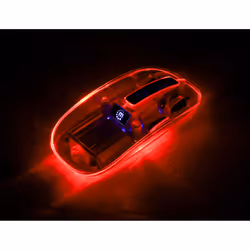Manhattan Transparent Rechageable Wireless Mouse, Clear/Orange, Adjustable 800/1200/1600dpi, With RGB LED light, 2.4Ghz (effective range up to 10m), USB, Optical, Ambidextrous, Four Button with Scroll Wheel, Slim Design, USB-A micro receiver, Lithium Ion battery - Additional view 4