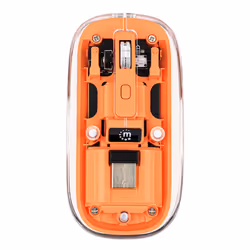 Manhattan Transparent Rechageable Wireless Mouse, Clear/Orange, Adjustable 800/1200/1600dpi, With RGB LED light, 2.4Ghz (effective range up to 10m), USB, Optical, Ambidextrous, Four Button with Scroll Wheel, Slim Design, USB-A micro receiver, Lithium Ion battery - Additional view 8