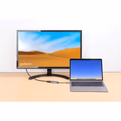 Manhattan USB-C Dock/Hub, Ports (x3): HDMI, USB-A and USB-C, With Power Delivery (100W) to USB-C Port (Note additional USB-C wall charger and USB-C cable needed), HDMI: 4k@60Hz, USB-A: 5 Gbps USB 3.2 Gen1 aka USB 3.0, Cable 11cm, Grey - Additional view 6