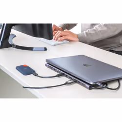 Manhattan USB-C Dock/Hub with Card Reader, Ports (x10): Audio 3.5mm, DisplayPort, Ethernet, HDMI (x2), USB-A (x3) and USB-C (x2), Power Delivery (100W) to USB-C Port (Note add USB-C wall charger and USB-C cable needed),4K@60Hz,All Ports can be used at the same time - Additional view 4