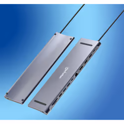 Manhattan USB-C Dock/Hub with Card Reader, Ports (x10): Audio 3.5mm, DisplayPort, Ethernet, HDMI (x2), USB-A (x3) and USB-C (x2), Power Delivery (100W) to USB-C Port (Note add USB-C wall charger and USB-C cable needed),4K@60Hz,All Ports can be used at the same time - Additional view 6