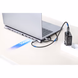 Manhattan USB-C Dock/Hub with Card Reader, Ports (x10): Audio 3.5mm, DisplayPort, Ethernet, HDMI (x2), USB-A (x3) and USB-C (x2), Power Delivery (100W) to USB-C Port (Note add USB-C wall charger and USB-C cable needed),4K@60Hz,All Ports can be used at the same time - Additional view 8