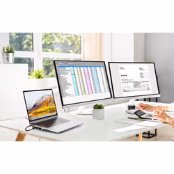 Manhattan USB-C Dock/Hub with Card Reader and MST, Ports (x7): GB Ethernet, HDMI (x2 4k@60Hz), USB-A (x3) and USB-C, Power Delivery (100W) to USB-C Port (Note add USB-C wall charger and USB-C cable needed),4K@60Hz,All Ports can be used at the same time, Aluminium - Additional view 6