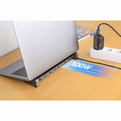 Manhattan USB-C Dock/Hub with Card Reader and MST, Ports (x7): GB Ethernet, HDMI (x2 4k@60Hz), USB-A (x3) and USB-C, Power Delivery (100W) to USB-C Port (Note add USB-C wall charger and USB-C cable needed),4K@60Hz,All Ports can be used at the same time, Aluminium - Additional view 8