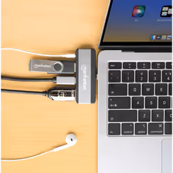 Manhattan USB-C Travel Dock/Hub, Ports (x4): HDMI, USB-A, USB-C and 3.5mm audio, With Power Delivery (100W) to USB-C Port, Black/Space Grey, External Power Supply Not Needed, All Ports can be used at the same time - Additional view 6