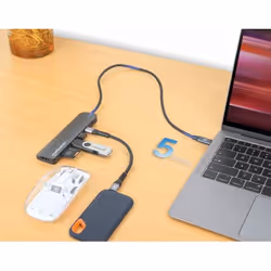 Manhattan USB-C Dock/Hub with Card Reader, Ports (x5): HDMI, USB-A (x2) and USB-C (x2), With Power Delivery (100W) to USB-C Port (Note additional USB-C wall charger and USB-C cable needed),Universal,USB 3.2 Gen 1 (aka USB 3.0),All Ports can be used at the same time - Additional view 3