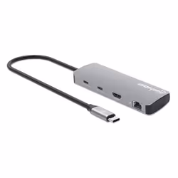 Manhattan USB-C Dock/Hub with Card Reader, Ports (x7): Ethernet, HDMI, USB-A (x3) and USB-C (x2), With Power Delivery (100W) to USB-C Port (Note additional USB-C wall charger and USB-C cable needed), USB 3.2 Gen 1, All Ports can be used at the same time, Universal - Additional view 2