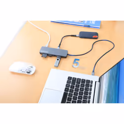 Manhattan USB-C Dock/Hub with Card Reader, Ports (x7): Ethernet, HDMI, USB-A (x3) and USB-C (x2), With Power Delivery (100W) to USB-C Port (Note additional USB-C wall charger and USB-C cable needed), USB 3.2 Gen 1, All Ports can be used at the same time, Universal - Additional view 3
