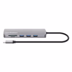Manhattan USB-C Dock/Hub with Card Reader, Ports (x7): Ethernet, HDMI, USB-A (x3) and USB-C (x2), With Power Delivery (100W) to USB-C Port (Note additional USB-C wall charger and USB-C cable needed), USB 3.2 Gen 1, All Ports can be used at the same time, Universal - Additional view 4
