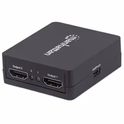 Manhattan HDMI Splitter 2-Port , 1080p, Black, Displays output from x1 HDMI source to x2 HD displays (same output to both displays), USB-A Powered (cable included, 0.7m), Three Year Warranty, Retail Box - Additional view 5