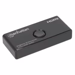 Manhattan HDMI Switch 2-Port, 8K@60Hz, Bi-Directional, Black, Displays output from x1 HDMI source to x2 HD displays (same output to both displays) or Connects x2 HDMI sources to x1 display, Manual Selection, No external power required, 3 Year Warranty
