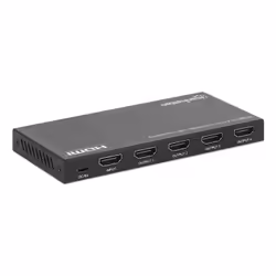 Manhattan HDMI Splitter with downscaling 4-Port , 4K@60Hz, Displays output from x1 HDMI source to x4 HD displays (same output to four displays), Downscale button to adjust a 4K input signal into 1080p, Micro-USB to USB-A power cable included (cable 0.8m), Black - Additional view 5