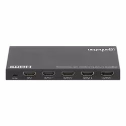 Manhattan HDMI Splitter with downscaling 4-Port , 4K@60Hz, Displays output from x1 HDMI source to x4 HD displays (same output to four displays), Downscale button to adjust a 4K input signal into 1080p, Micro-USB to USB-A power cable included (cable 0.8m), Black - Additional view 6