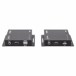 Manhattan 1080p HDMI KVM over IP Extender Kit, Extends 1080p@60Hz signal up to 120m with a single Cat6 Ethernet Cable or an IP-enabled network, Transmitter and Receiver, USB-A ports for PC/Mouse/Keyboard, Black