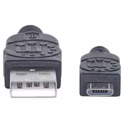 Manhattan USB-A to Micro-USB Cable, 3m, Male to Male, Black, 480 Mbps (USB 2.0), Equivalent to UUSBHAUB3M, Hi-Speed USB, Lifetime Warranty, Polybag