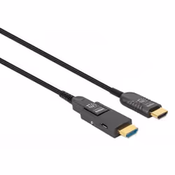 Manhattan HDMI to Micro HDMI Plenum-Rated Cable, 4K@60Hz (Premium High Speed), 70m, Active, Detachable HDMI Male (Type A), Male to Male, Black, Gold Plated Contacts, Lifetime Warranty, Polybag