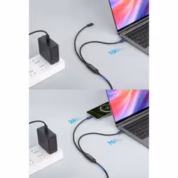 Manhattan Dual USB-C to USB-C Charging Cable, 100W, 2m, Male to Two Males, Smart Power Splitter Cable, Charges Two Devices from One USB-C PD Port, Delivers up to 100W for single charging and up to 70W + 28W for dual charging, Braided Jacket, Aluminum Boot, Black - Additional view 2