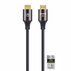 Manhattan HDMI Cable with Ethernet, 8K@60Hz (Ultra High Speed), 1m (Braided), Male to Male, Black, 4K@120Hz, Ultra HD 4k x 2k, Fully Shielded, Gold Plated Contacts, Lifetime Warranty, Polybag - Additional view 4
