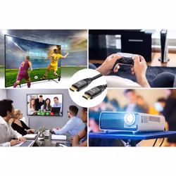 Manhattan HDMI Cable with Ethernet, 8K@60Hz (Ultra High Speed), 3m (Braided), Male to Male, Black, 4K@120Hz, Ultra HD 4k x 2k, Fully Shielded, Gold Plated Contacts, Lifetime Warranty, Polybag - Additional view 5